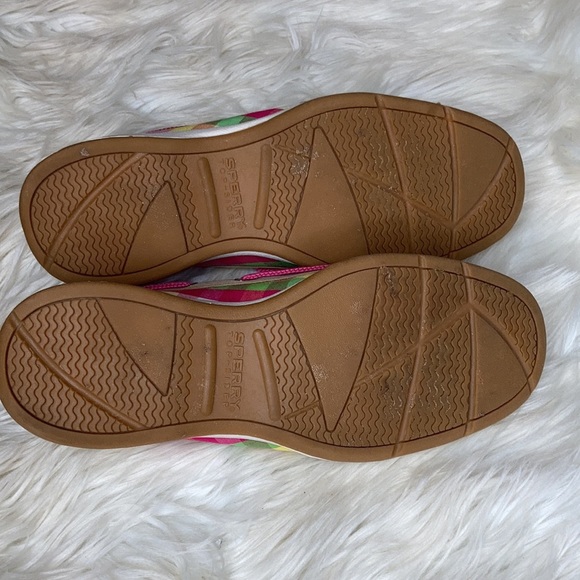 Sperry top sider green pink tan cream pink lace up boat shoes flats loafers nwot - Picture 7 of 16